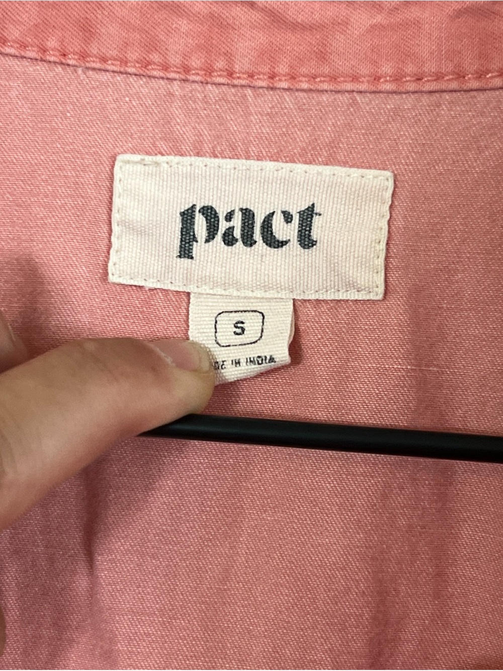 Pact 100% Organic Cotton Chambray Denim Short Sleeve Shirt Dress Small Sand Pink - Picture 8 of 9